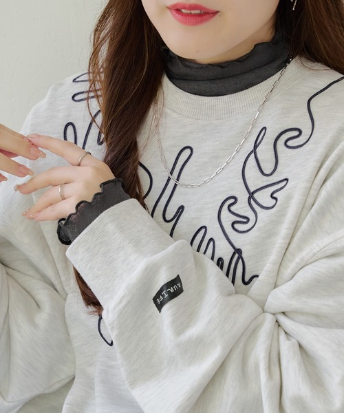 Remind me and forever(リマインドミーアンドフォーエバー)の「シアーネットハイネックプルオーバー(Tシャツ/カットソー・レディース・ブラック/チャコールグレー/アイボリー/ボルドー・FREE)」の17枚目の写真