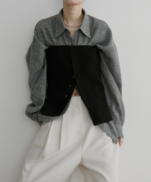 Aunt Marie's（アントマリーズ）の「ホックリブニットビスチェ/前後2WAY（チューブトップ・レディース・ネイビー/モカ/ブラック/グレー/アイボリー・FREE）」の3枚目の写真