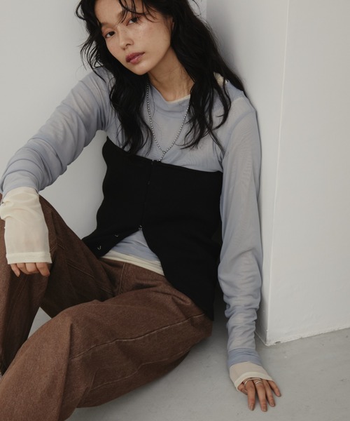 Aunt Marie's（アントマリーズ）の「ホックリブニットビスチェ/前後2WAY（チューブトップ・レディース・ネイビー/モカ/ブラック/グレー/アイボリー・FREE）」の22枚目の写真