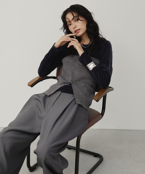 Aunt Marie's（アントマリーズ）の「ホックリブニットビスチェ/前後2WAY（チューブトップ・レディース・ネイビー/モカ/ブラック/グレー/アイボリー・FREE）」の15枚目の写真