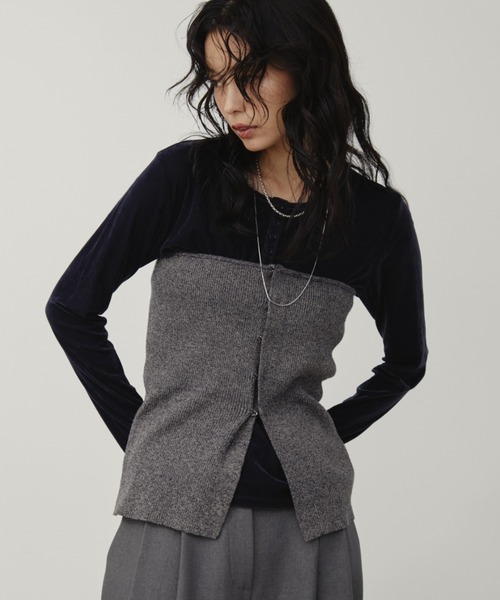 Aunt Marie's（アントマリーズ）の「ホックリブニットビスチェ/前後2WAY（チューブトップ・レディース・ネイビー/モカ/ブラック/グレー/アイボリー・FREE）」の13枚目の写真