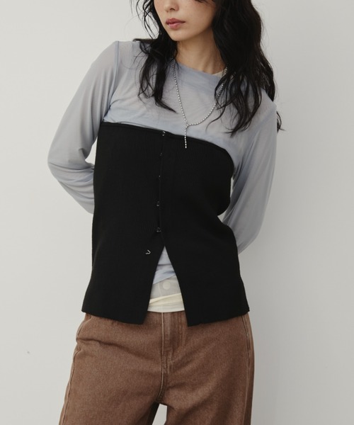 Aunt Marie's（アントマリーズ）の「ホックリブニットビスチェ/前後2WAY（チューブトップ・レディース・ネイビー/モカ/ブラック/グレー/アイボリー・FREE）」の21枚目の写真