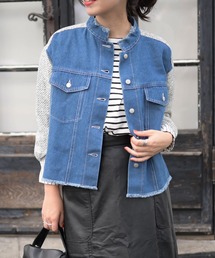 ツイードジャケット」に該当するデニムジャケットファッション