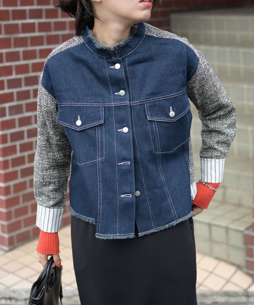JBRAND 走り回ら 異素材デニムジャケット Gジャン