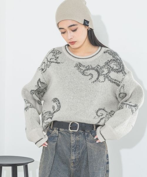 JEANASIS（ジーナシス）の「Paisleyラメキモウプルオーバー/210075（ニット/セーター・レディース・ホワイト系その他/レッド系その他/グレー系その他/ブラック系その他・FREE）」の2枚目の写真