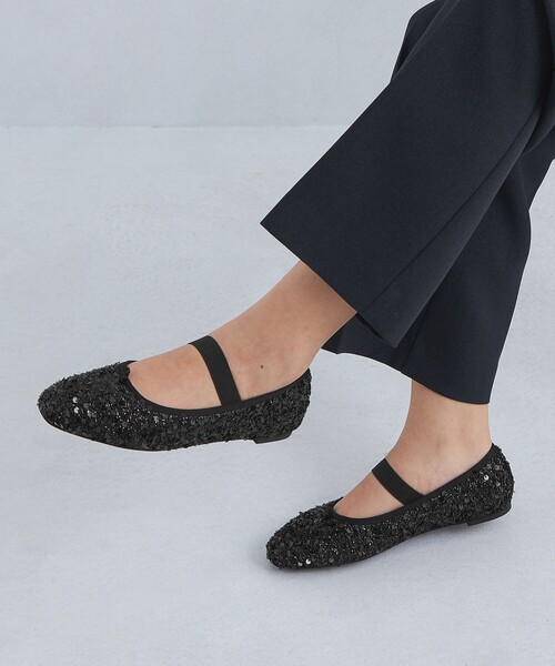 green label relaxing（グリーンレーベルリラクシング）の「スパンコール ストラップ バレエシューズ / フラットシューズ（バレエシューズ・レディース・ブラック/シルバー・23cm/25cm/22.5cm/24.5cm/23.5cm/24cm/25.5cm）」の3枚目の写真