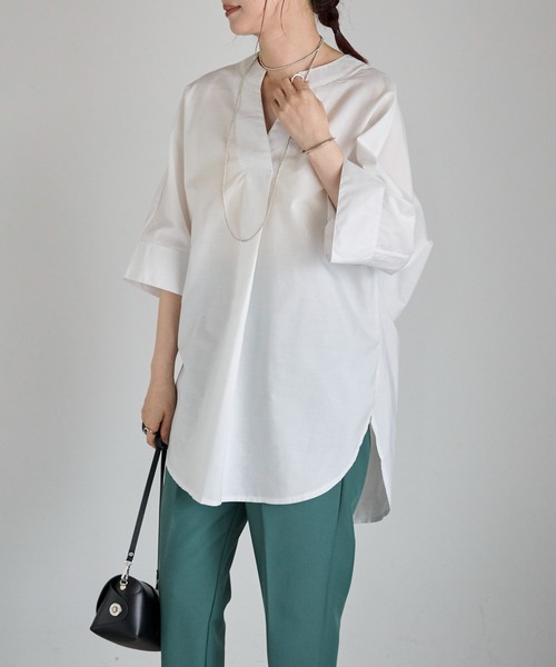 Fizz（フィズ）の「【Fizz/フィズ】　スキッパーブラウス（シャツ/ブラウス・レディース・ホワイト/ブラック・FREE）」の2枚目の写真