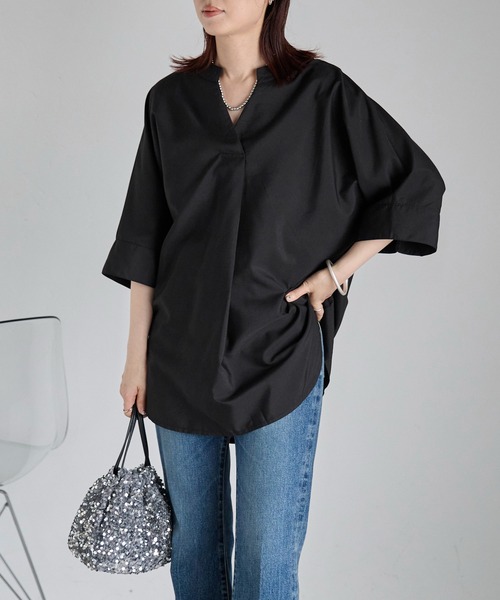 Fizz（フィズ）の「【Fizz/フィズ】　スキッパーブラウス（シャツ/ブラウス・レディース・ホワイト/ブラック・FREE）」の4枚目の写真