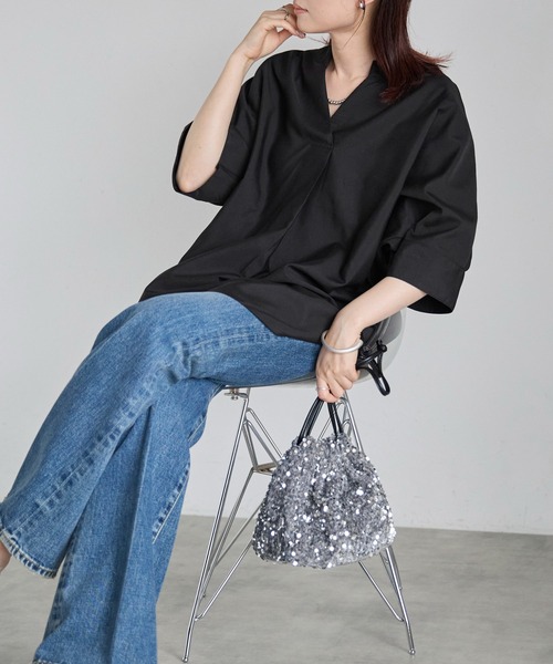 Fizz（フィズ）の「【Fizz/フィズ】　スキッパーブラウス（シャツ/ブラウス・レディース・ホワイト/ブラック・FREE）」の14枚目の写真