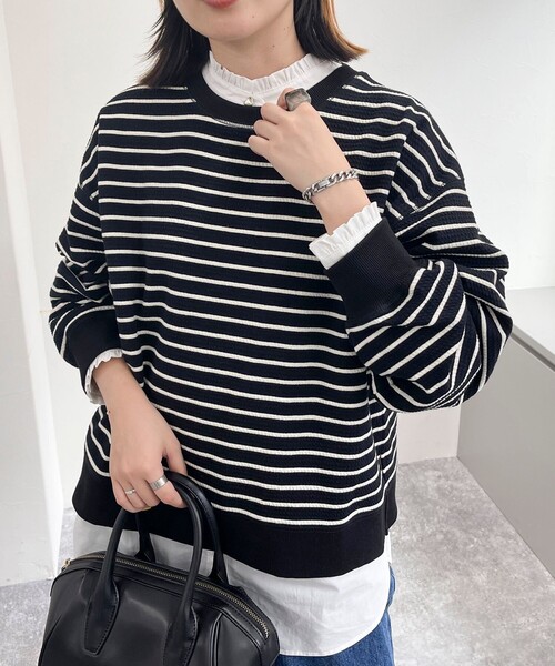 fredy emue(フレディエミュ)の「リップルボーダープルオーバー(Tシャツ/カットソー・レディース・ホワイト系その他/ブルー系その他/ベージュ系その他/ブラック系その他・38)」の2枚目の写真