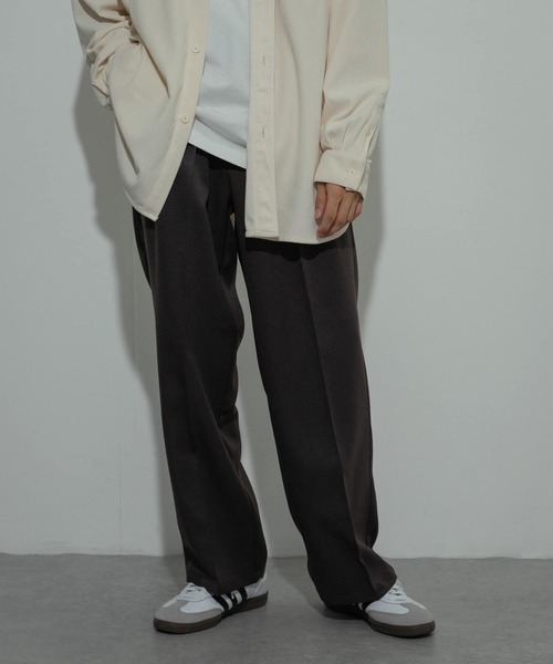 SENSE OF PLACE by URBAN RESEARCH（センスオブプレイスバイアーバンリサーチ）の「『セットアップ対応』ウールライクダブルタックワイドパンツ（その他パンツ・メンズ・ライトベージュ/ネイビー/チャコールグレー/ブラック・SMALL/MEDIUM/LARGE）」の19枚目の写真