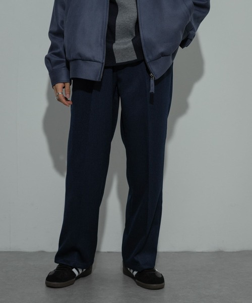 セール】『セットアップ対応』ウールライクダブルタックワイドパンツ