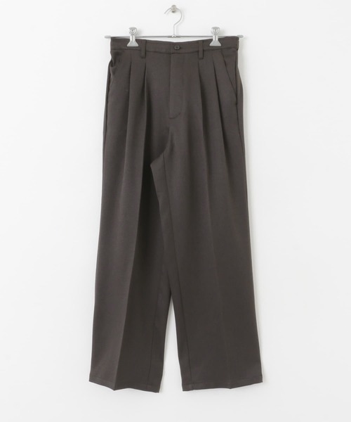 セール】『セットアップ対応』ウールライクダブルタックワイドパンツ