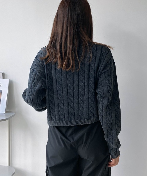 AS KNOW AS plus(アズノゥアズプラス)の「◇ダブルジップ ワンポイント胸刺繍 ストーンウォッシュカーディガン(カーディガン/ボレロ・レディース・レッド/ブラック/ネイビー・FREE)」の14枚目の写真