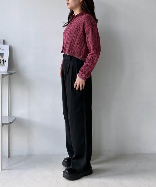 AS KNOW AS plus(アズノゥアズプラス)の「◇ダブルジップ ワンポイント胸刺繍 ストーンウォッシュカーディガン(カーディガン/ボレロ・レディース・レッド/ブラック/ネイビー・FREE)」の10枚目の写真