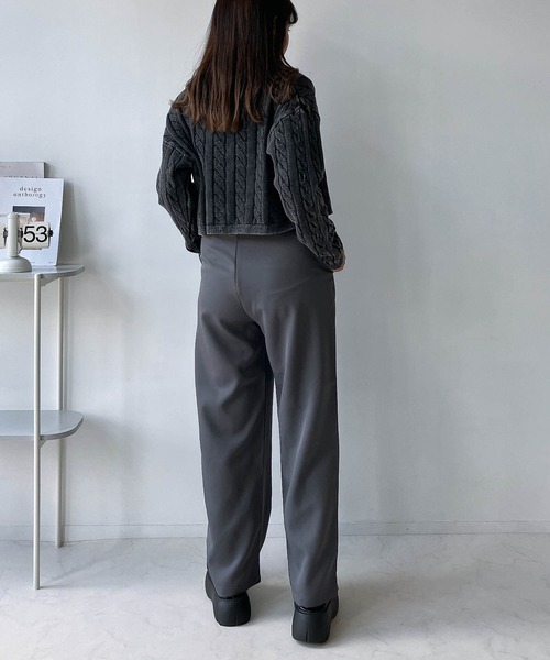 AS KNOW AS plus(アズノゥアズプラス)の「◇ダブルジップ ワンポイント胸刺繍 ストーンウォッシュカーディガン(カーディガン/ボレロ・レディース・レッド/ブラック/ネイビー・FREE)」の4枚目の写真