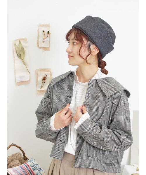 Samansa Mos2（サマンサ モスモス）の「綿麻ショートジャケット（ノーカラージャケット・レディース・キナリ/ブラック/ボルドー/チャコールグレー・F）」の6枚目の写真