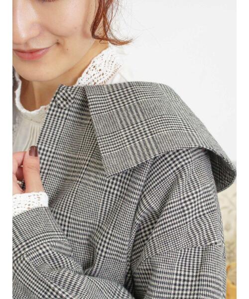 Samansa Mos2（サマンサ モスモス）の「綿麻ショートジャケット（ノーカラージャケット・レディース・キナリ/ブラック/ボルドー/チャコールグレー・F）」の9枚目の写真