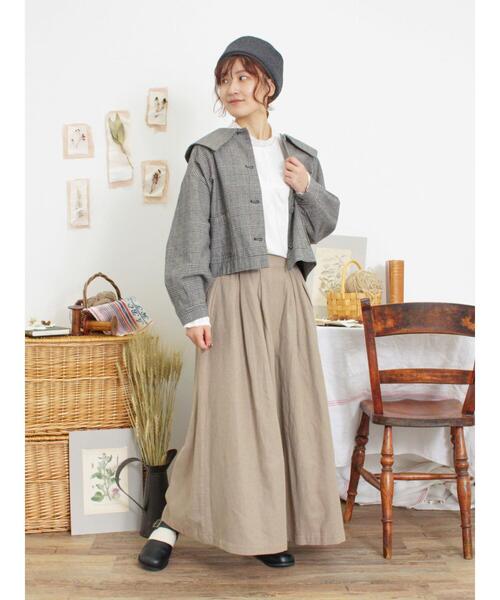 Samansa Mos2（サマンサ モスモス）の「綿麻ショートジャケット（ノーカラージャケット・レディース・キナリ/ブラック/ボルドー/チャコールグレー・F）」の13枚目の写真