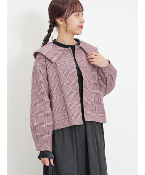 Samansa Mos2（サマンサ モスモス）の「綿麻ショートジャケット（ノーカラージャケット・レディース・キナリ/ブラック/ボルドー/チャコールグレー・F）」の16枚目の写真