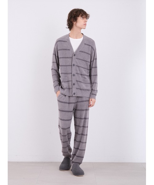 セール】【HOMME】ホットスムーズィーボーダーロングパンツ