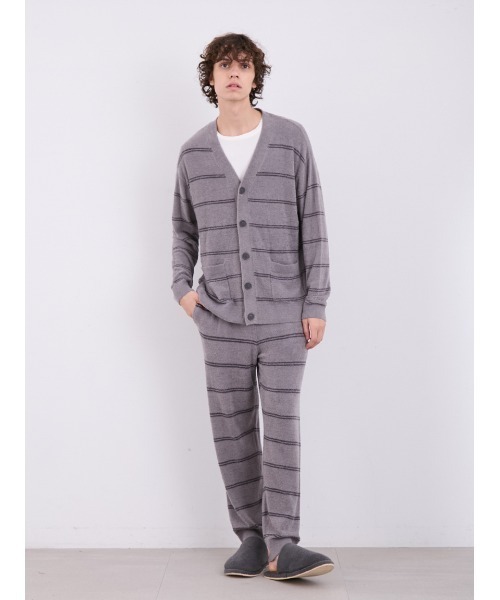 【セール】【HOMME】ホットスムーズィーボーダーロングパンツ（ルームウェア/パジャマ）｜gelato pique（ジェラートピケ）