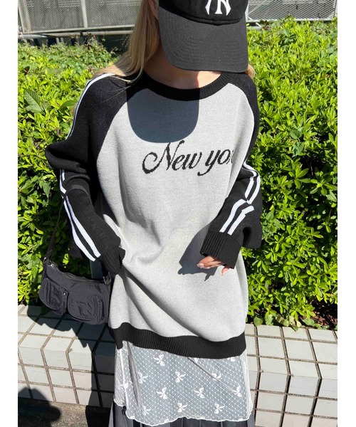 WC（ダブル シー）の「2ラインジャガードラグランビッグニット（ニット/セーター・レディース・ブラック/ピンク・FREE）」の14枚目の写真