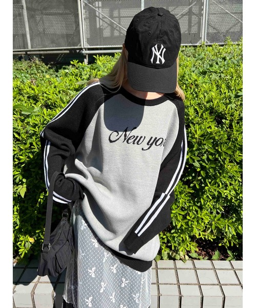 WC（ダブル シー）の「2ラインジャガードラグランビッグニット（ニット/セーター・レディース・ブラック/ピンク・FREE）」の13枚目の写真