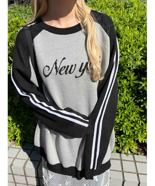 WC（ダブル シー）の「2ラインジャガードラグランビッグニット（ニット/セーター・レディース・ブラック/ピンク・FREE）」の11枚目の写真