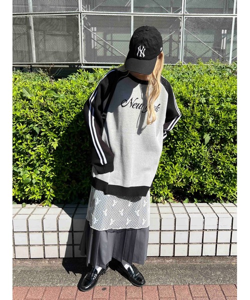 WC（ダブル シー）の「2ラインジャガードラグランビッグニット（ニット/セーター・レディース・ブラック/ピンク・FREE）」の10枚目の写真