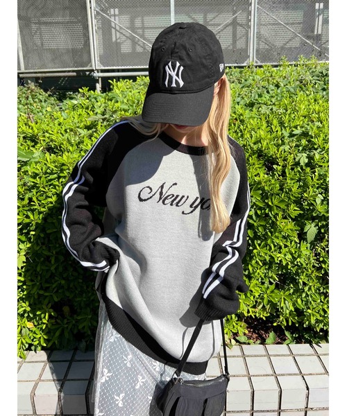 WC（ダブル シー）の「2ラインジャガードラグランビッグニット（ニット/セーター・レディース・ブラック/ピンク・FREE）」の7枚目の写真