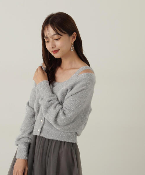 グリッターフェザーアンサンブルニット / 1214270100