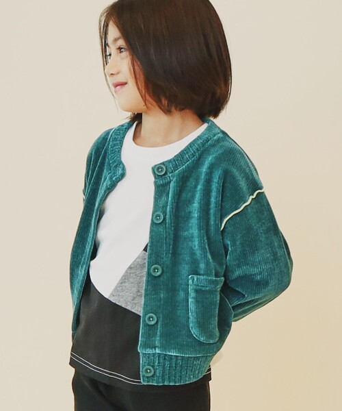 THE SHOP TK （ザ ショップ ティーケー ）の「◆【100－160/親子リンク】カットモールカーディガン/洗濯機OK（カーディガン/ボレロ・キッズ・アイボリー/グリーン/ネイビー・14/13/12/11/10/16/15 ）」の8枚目の写真
