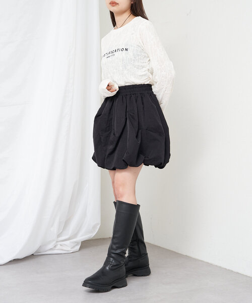 RAY CASSIN（レイカズン）の「レースプリントシアーロングTシャツ（Tシャツ/カットソー・レディース・ブラック/アイボリー/レッド/ブラウン・FREE）」の8枚目の写真