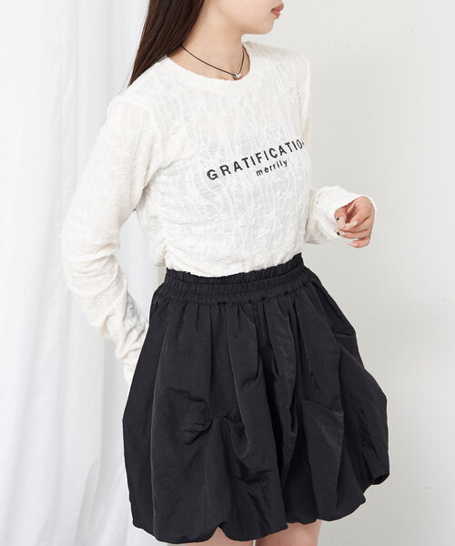 RAY CASSIN（レイカズン）の「レースプリントシアーロングTシャツ（Tシャツ/カットソー・レディース・ブラック/アイボリー/レッド/ブラウン・FREE）」の10枚目の写真
