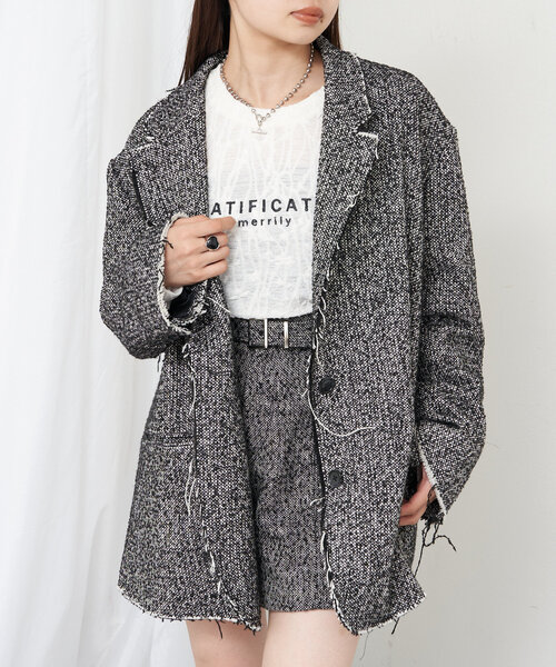 RAY CASSIN（レイカズン）の「レースプリントシアーロングTシャツ（Tシャツ/カットソー・レディース・ブラック/アイボリー/レッド/ブラウン・FREE）」の11枚目の写真