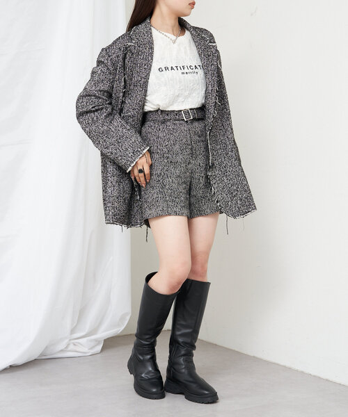 RAY CASSIN（レイカズン）の「レースプリントシアーロングTシャツ（Tシャツ/カットソー・レディース・ブラック/アイボリー/レッド/ブラウン・FREE）」の12枚目の写真