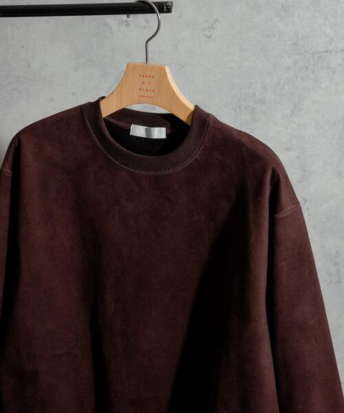 SENSE OF PLACE by URBAN RESEARCH（センスオブプレイスバイアーバンリサーチ）の「フェイクスエードクルーネックスウェット（スウェット・メンズ・ライトベージュ/ブラウン/ダークブラウン/チャコールグレー・MEDIUM/LARGE）」の3枚目の写真