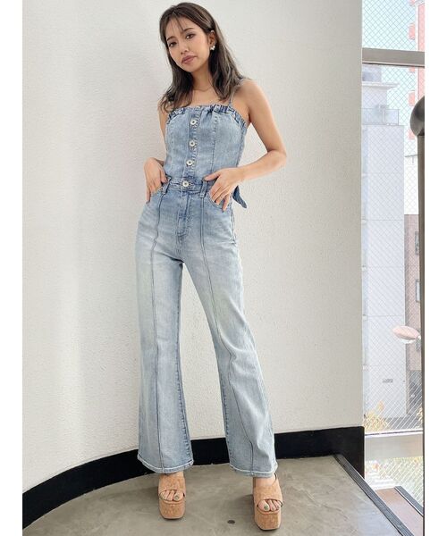 GYDA(ジェイダ)の「BACKリボンデニムロンパース(ワンピース・レディース・インディゴブルー/ライトブルー/ブラック・SMALL/MEDIUM/X-SMALL)」の9枚目の写真