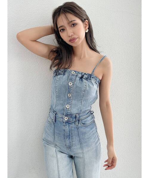 GYDA(ジェイダ)の「BACKリボンデニムロンパース(ワンピース・レディース・インディゴブルー/ライトブルー/ブラック・SMALL/MEDIUM/X-SMALL)」の12枚目の写真