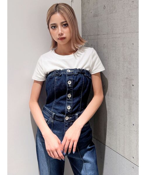 GYDA(ジェイダ)の「BACKリボンデニムロンパース(ワンピース・レディース・インディゴブルー/ライトブルー/ブラック・SMALL/MEDIUM/X-SMALL)」の22枚目の写真