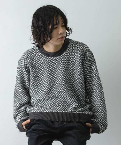 URBAN RESEARCH DOORS（アーバンリサーチドアーズ）の「変形バーズアイニットプルオーバー（ニット/セーター・メンズ・グレー系その他/ホワイト系その他・MEDIUM/LARGE）」の10枚目の写真