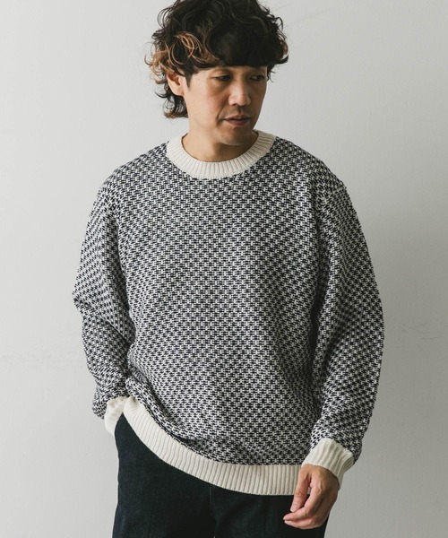 URBAN RESEARCH DOORS（アーバンリサーチドアーズ）の「変形バーズアイニットプルオーバー（ニット/セーター・メンズ・グレー系その他/ホワイト系その他・MEDIUM/LARGE）」の16枚目の写真