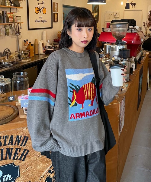 Chillfar（チルファー）の「ロゴジャガードライン入りニット（ニット/セーター・レディース・ネイビー/アイボリー/グレー・FREE）」の19枚目の写真