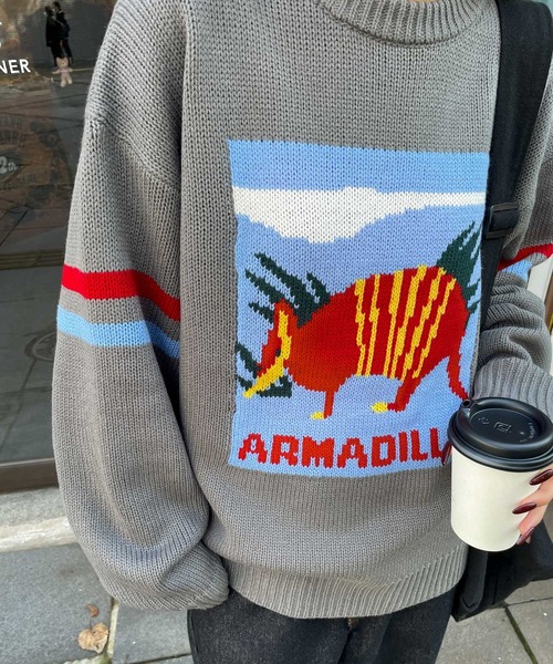 Chillfar（チルファー）の「ロゴジャガードライン入りニット（ニット/セーター・レディース・ネイビー/アイボリー/グレー・FREE）」の18枚目の写真