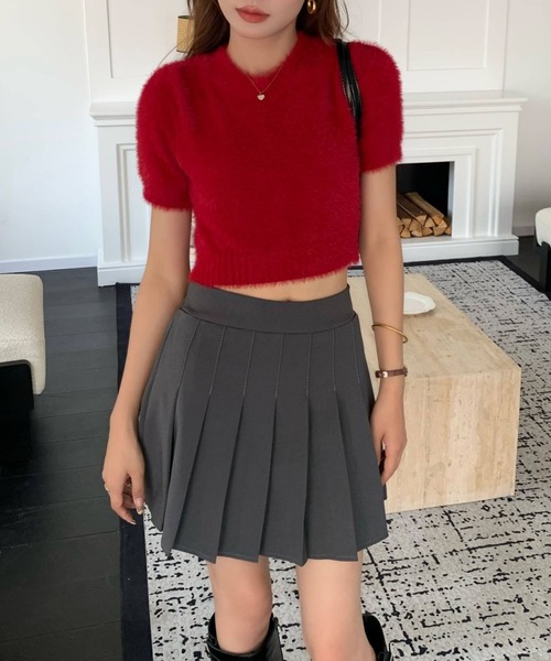 シャギークロップド半袖ニット（ニット/セーター）｜leune（ルネ