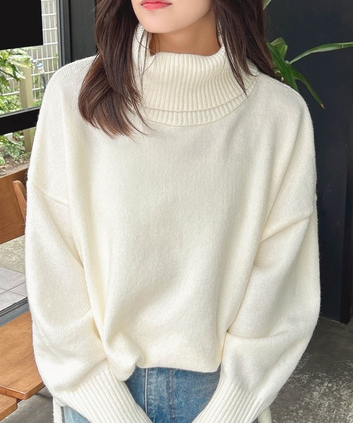INGNI(イング)の「もちもちオフタートルニット(ニット/セーター・レディース・ベージュ/オフホワイト/グレー/ブルー/ブラック・M)」の20枚目の写真