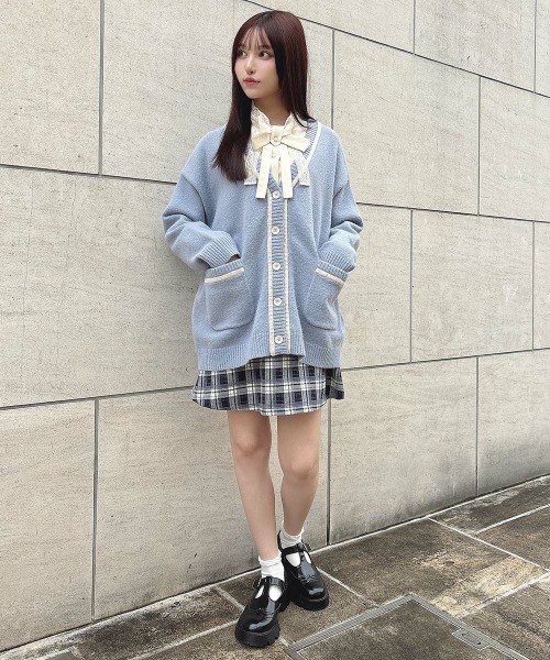 F i.n.t（フィント）の「ラメモールライン腰丈ニットカーディガン/fint（カーディガン/ボレロ・レディース・ブルーグレー/アイボリー/ライトピンク・FREE）」の10枚目の写真