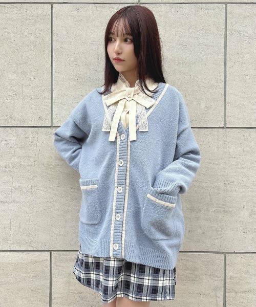 F i.n.t（フィント）の「ラメモールライン腰丈ニットカーディガン/fint（カーディガン/ボレロ・レディース・ブルーグレー/アイボリー/ライトピンク・FREE）」の12枚目の写真