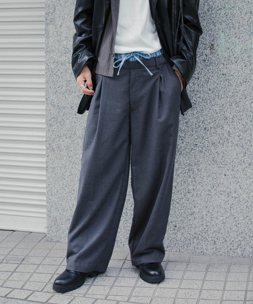 セール】ウールライクフェイクレイヤードスラックス（その他パンツ